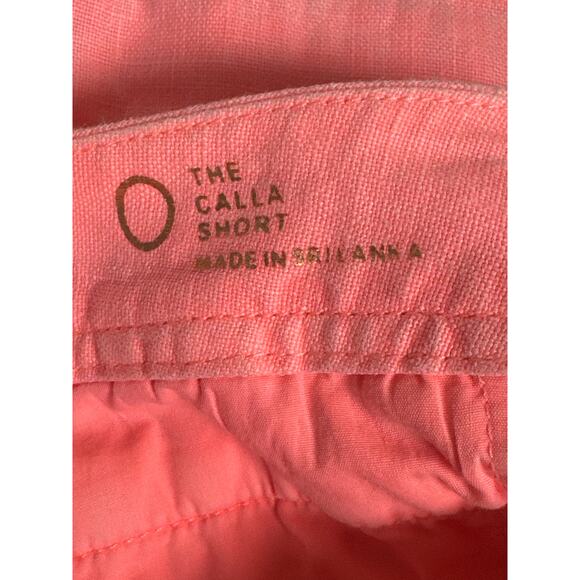 Lilly Pulitzer Linen Calla Shorts Coral Orange Pink Womens 0 Gold Button Resort - Picture 6 of 9